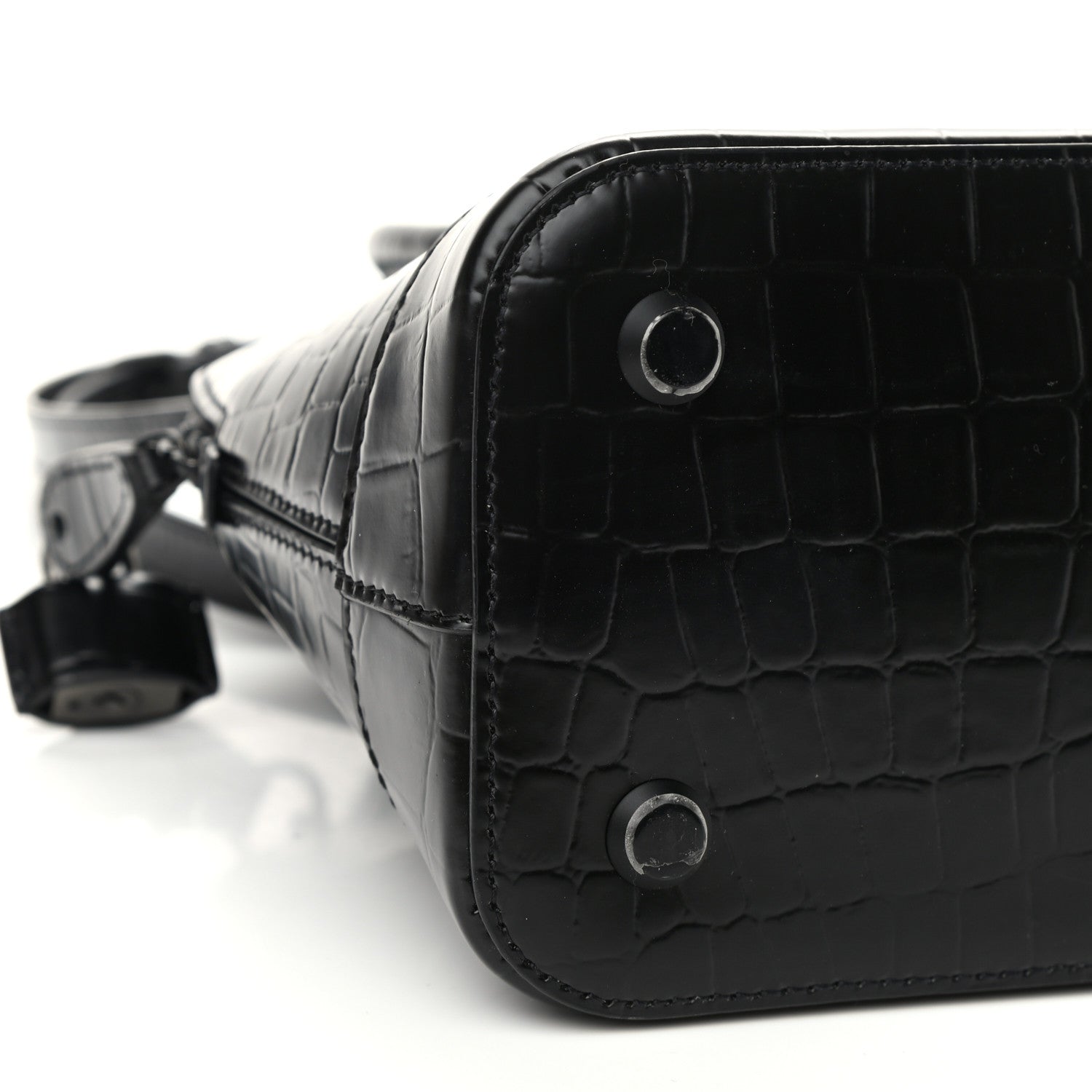 Balenciaga Calfskin Crocodile Embossed S Rivet Ville Top Handle Bag Black 9 of 12