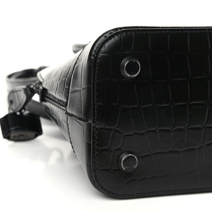 Balenciaga Calfskin Crocodile Embossed S Rivet Ville Top Handle Bag Black 9 of 12