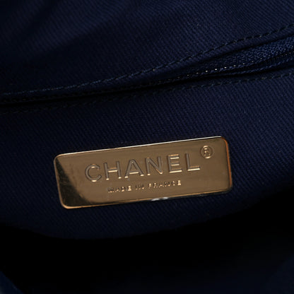 Chanel Caviar Stitched Large Shopping Tote Bag Blue 6 of 10