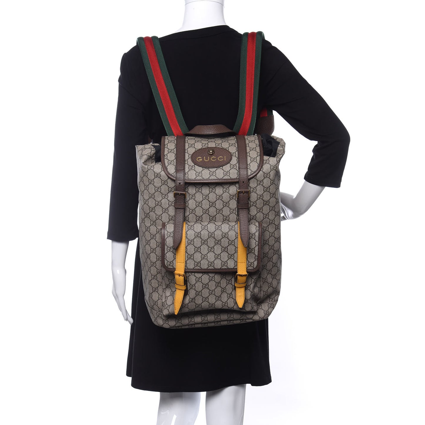 Soft GG Supreme Monogram Neo Vintage Double Buckle Backpack Beige New Acero Crop