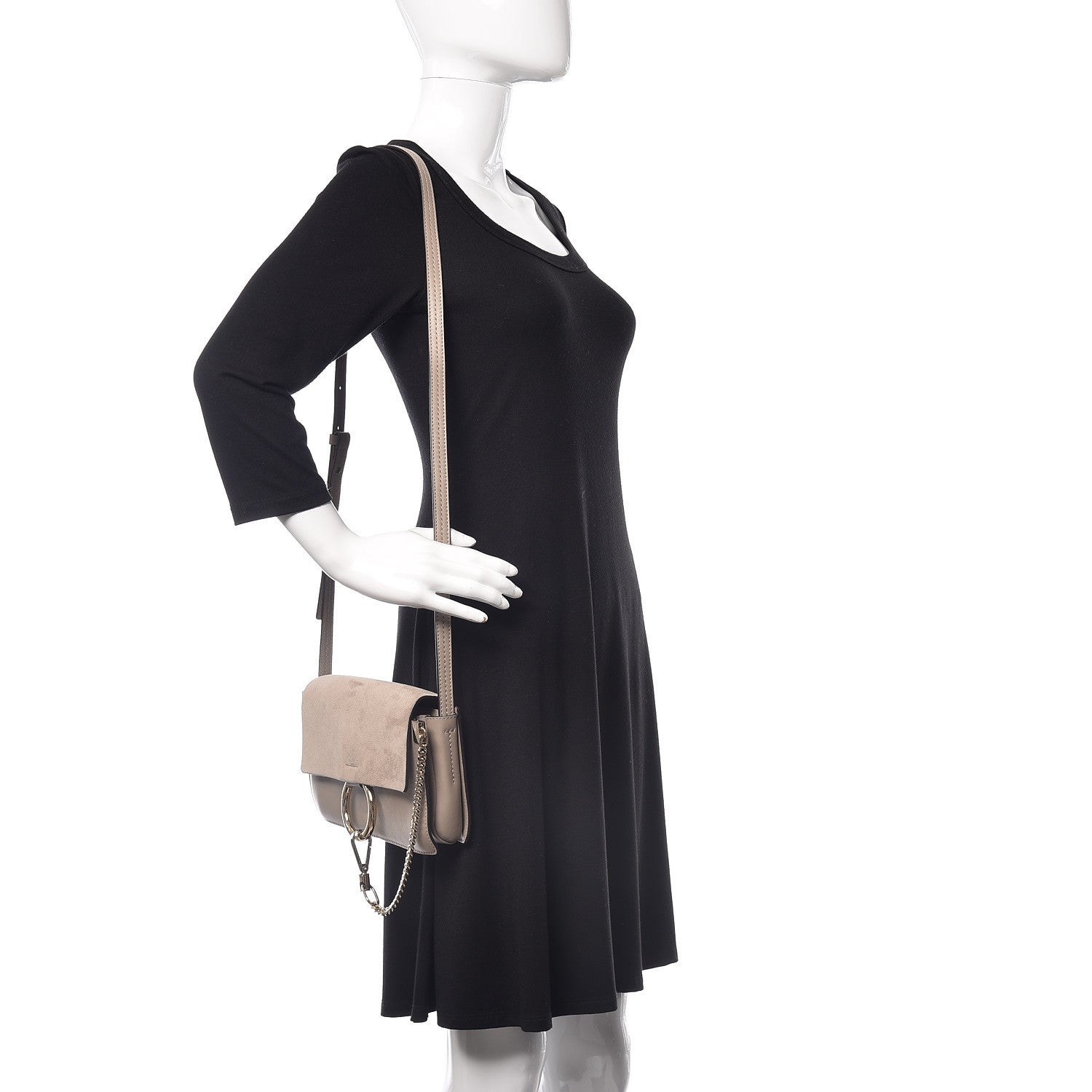Chloe Suede Calfskin Small Faye Shoulder Bag Motty Grey 2 of 10