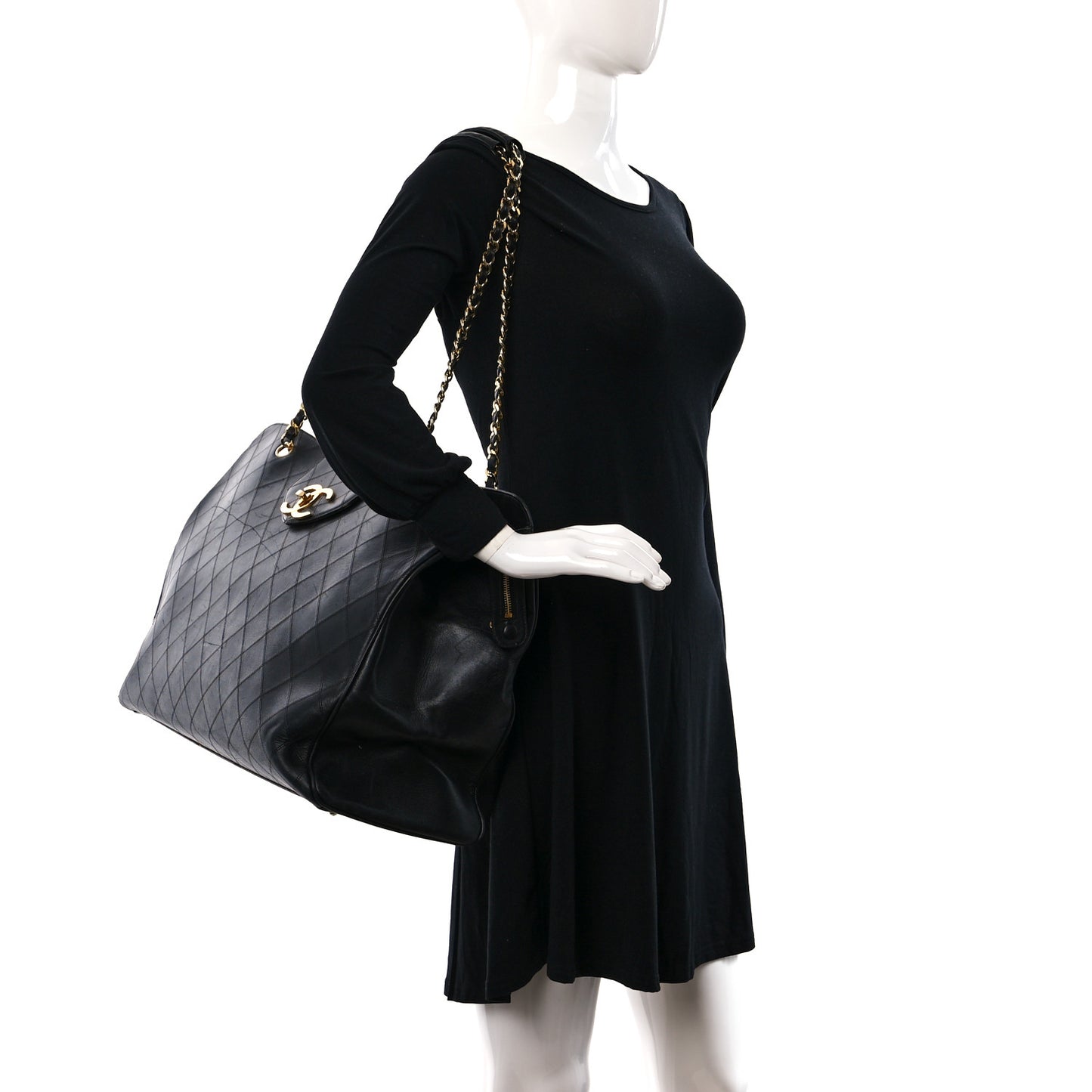 Calfskin Stitched XL Weekender Black