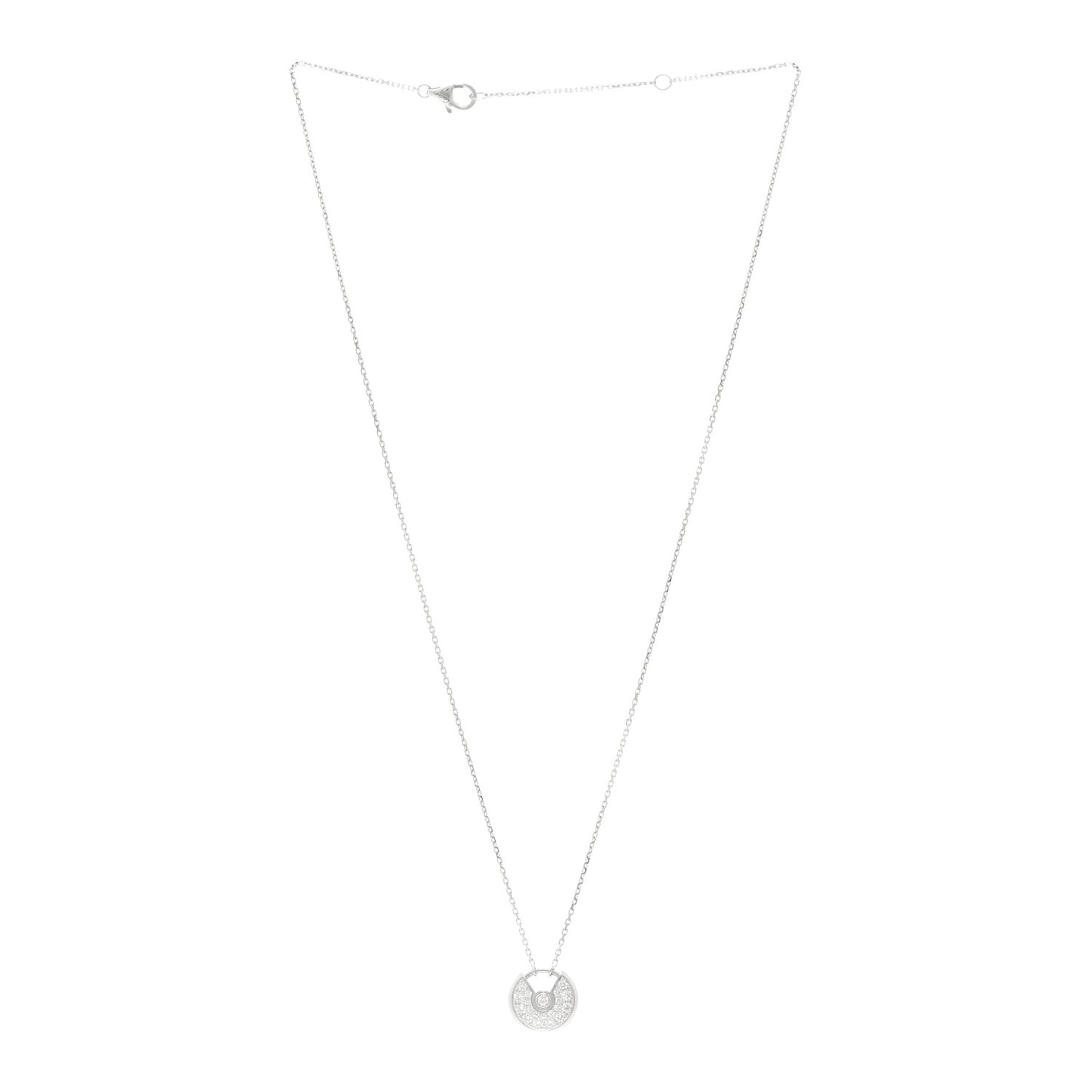 18K White Gold Diamond XS Amulette de Cartier Pendant Necklace