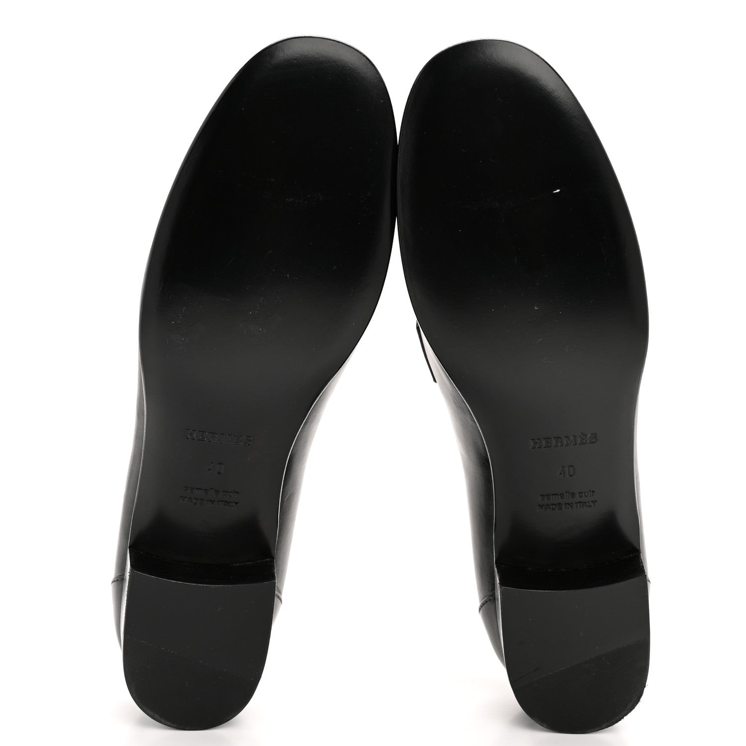 Hermes Calfskin Womens Kelly Loafers 40 Black 6 of 10