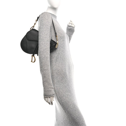 Christian Dior Grained Calfskin Saddle Bag Black 2 of 11