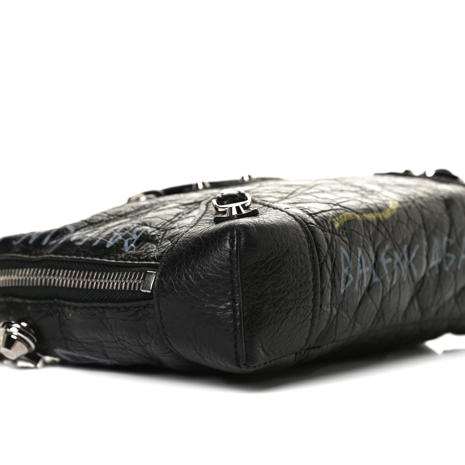 Balenciaga Agneau Classic Silver Hardware Graffiti Reporter XS Black 8 of 11