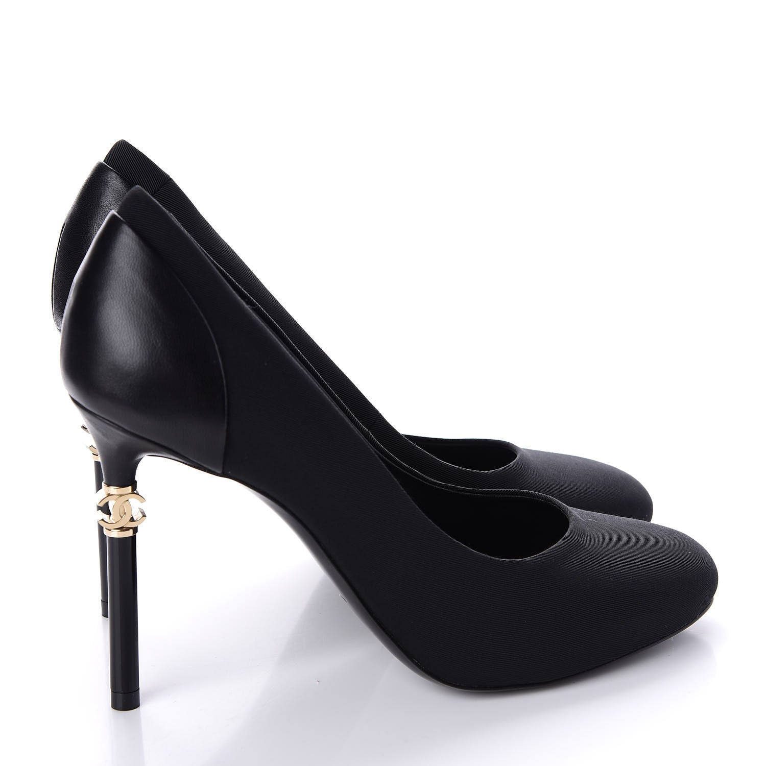 Chanel Grosgrain Lambskin CC Pumps 38 Black 4 of 10