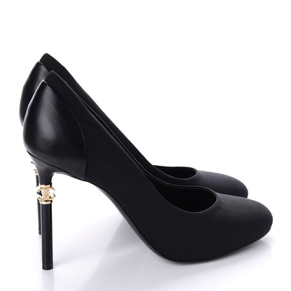 Chanel Grosgrain Lambskin CC Pumps 38 Black 4 of 10