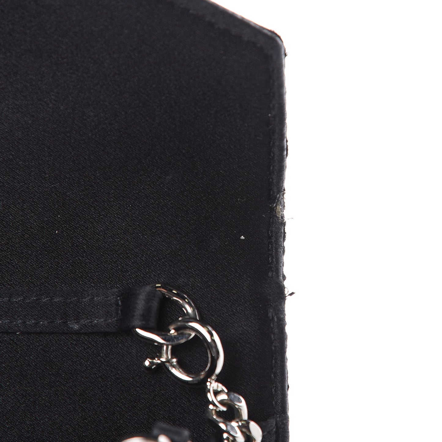 Satin Chevron Monogram Envelope Chain Wallet Black