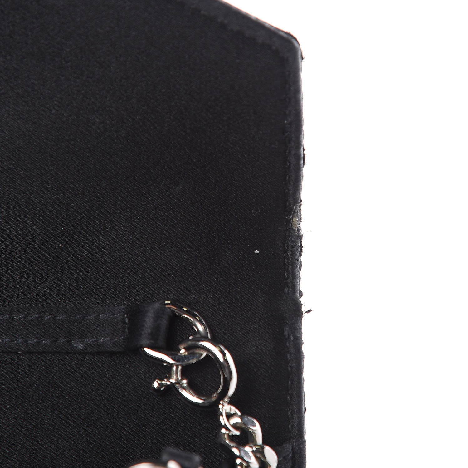 Saint Laurent Satin Chevron Monogram Envelope Chain Wallet Black 13 of 15