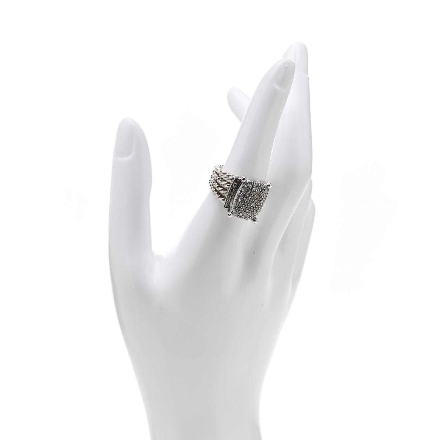 Sterling Silver Diamond 16mm Wheaton Ring 56 7.75