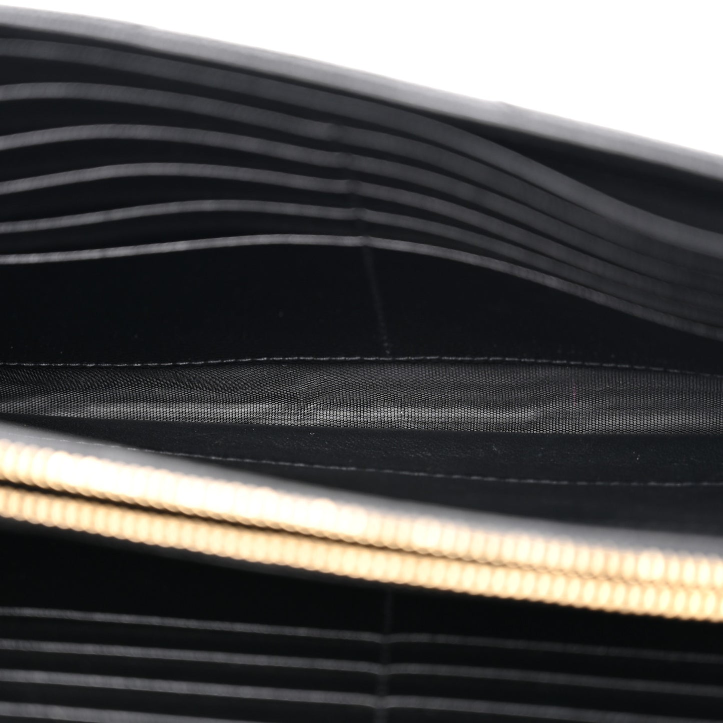 Grain De Poudre Matelasse Chevron Monogram Chain Wallet Black
