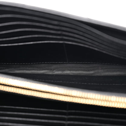 Saint Laurent Grain De Poudre Matelasse Chevron Monogram Chain Wallet Black 5 of 10