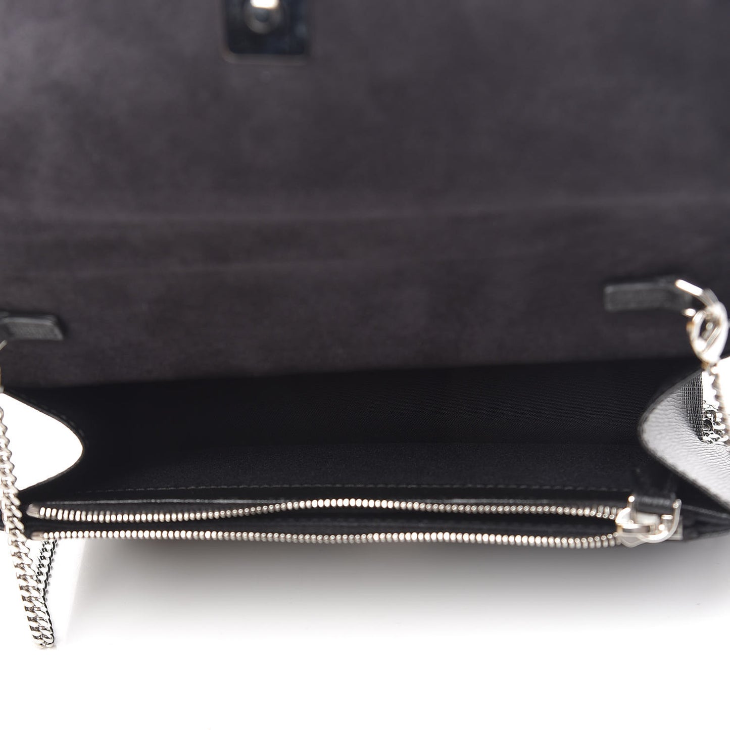 Vitello Elite Mink Fur Studded Karlito Tube Wallet on Chain Black