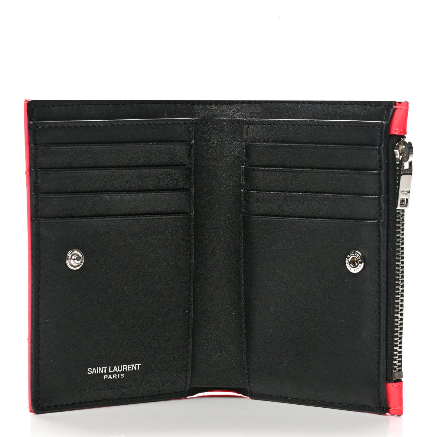 Patent Grain De Poudre Matelasse Chevron Monogram Zipped Two-Part Wallet Neon Pink