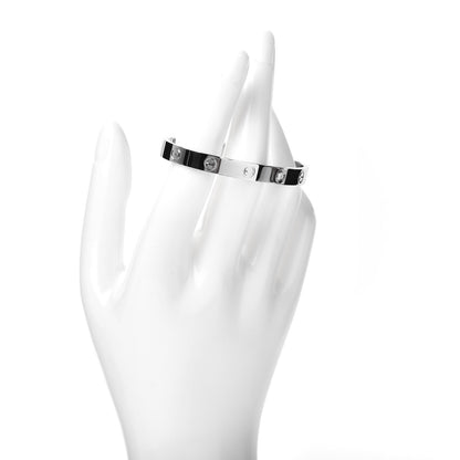 Cartier 18K White Gold 1 Diamond LOVE Cuff Bracelet 17 2 of 5