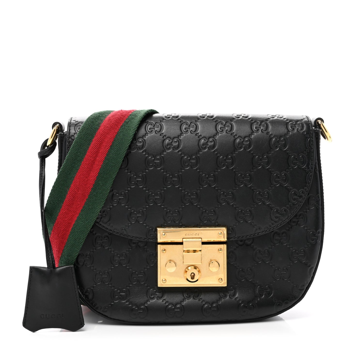 Guccissima Web Medium Padlock Messenger Shoulder Bag Black