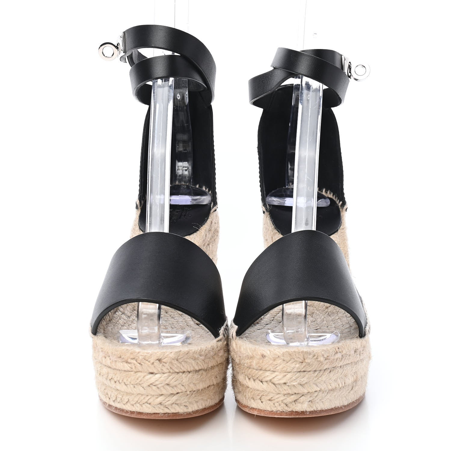 Hermes Calfskin Tipoli Espadrille Wedges 36 Black 2 of 8