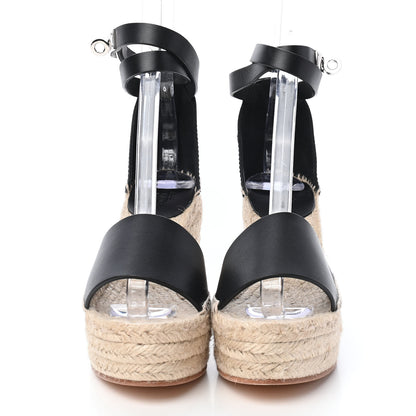 Hermes Calfskin Tipoli Espadrille Wedges 36 Black 2 of 8