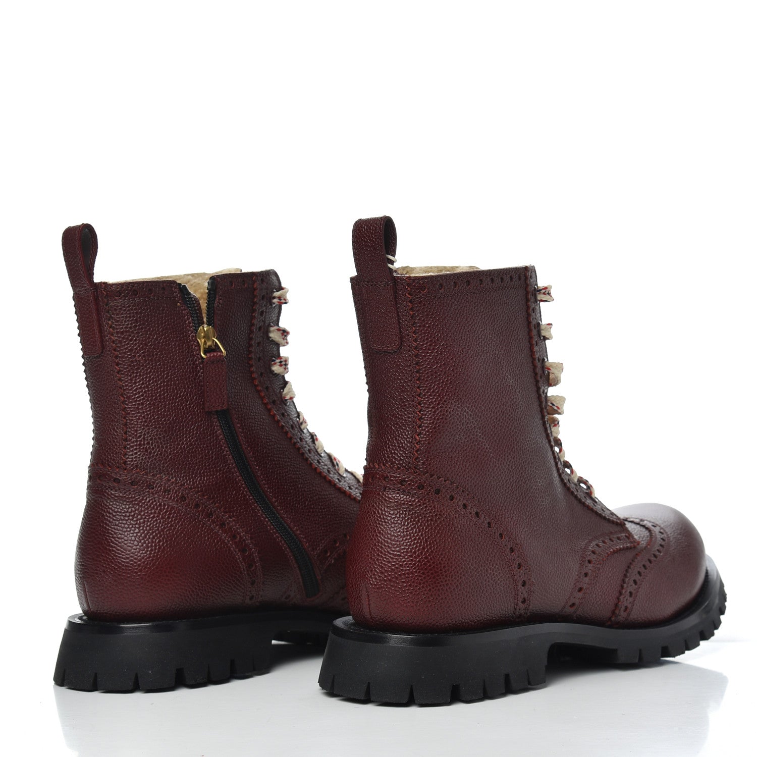 Gucci Grained Calfskin Mens Arley Boots 10 Burgundy 4 of 9