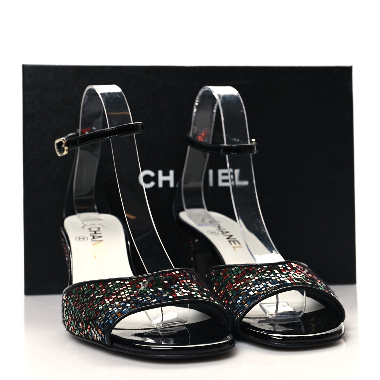 Chanel Glitter Ankle Strap Sandals 39 Multicolor 10 of 10