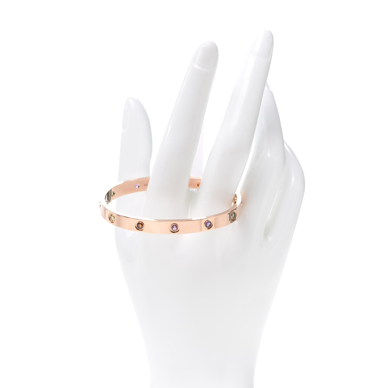 Cartier 18K Pink Gold Sapphire Garnet Amethyst LOVE Bracelet 17 2 of 7