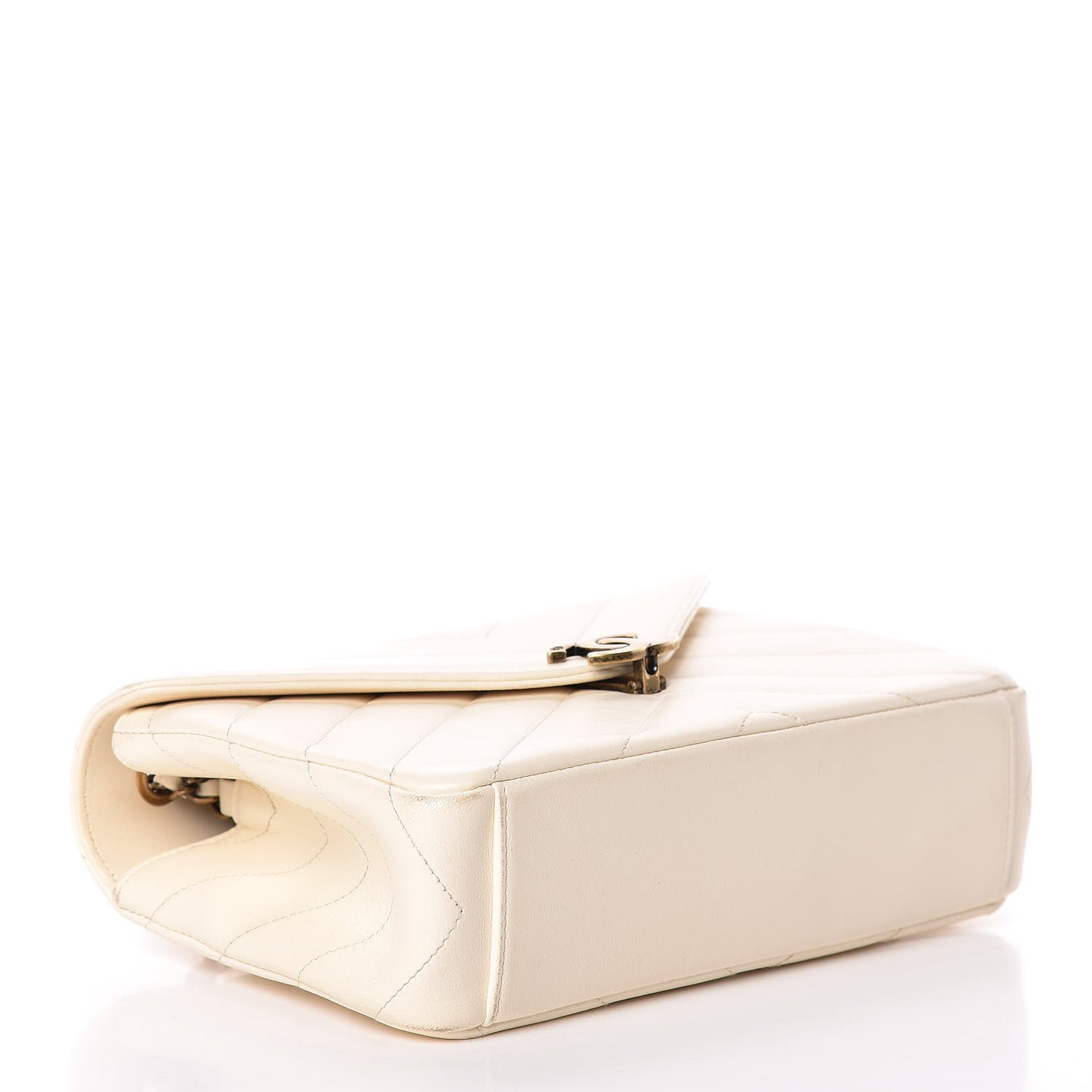 Lambskin Chevron Quilted Envelope Flap White