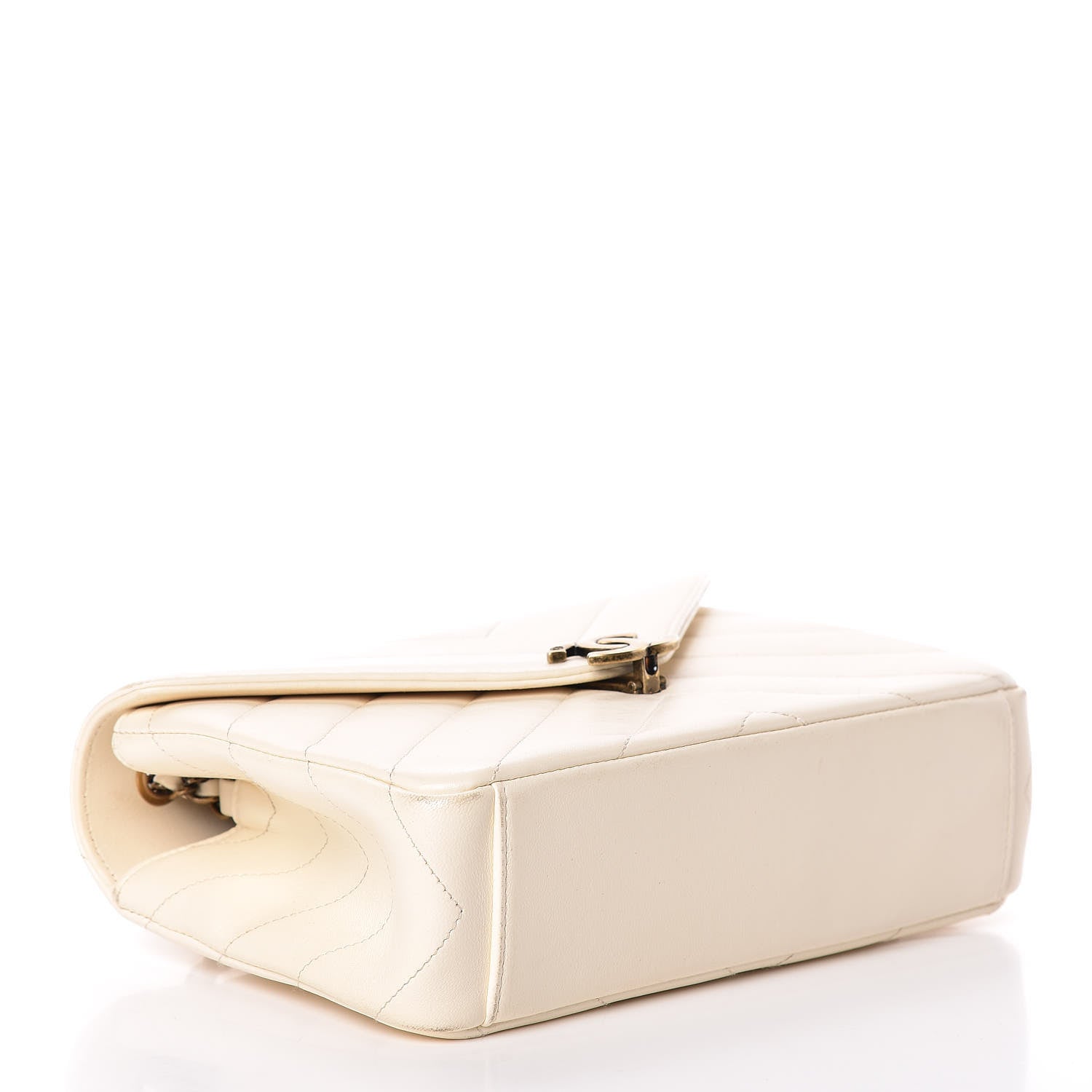 Chanel Lambskin Chevron Quilted Envelope Flap White 4 of 21