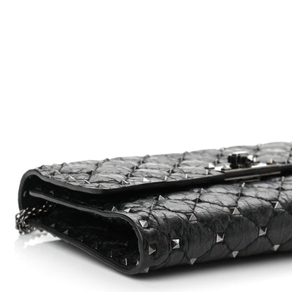 Valentino Garavani Craquele Nappa Rockstud Spike Wallet on Chain Black 8 of 9