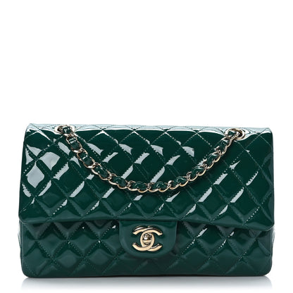 Chanel Patent Calfskin Quilted Medium Double Flap Green 1 of 9
