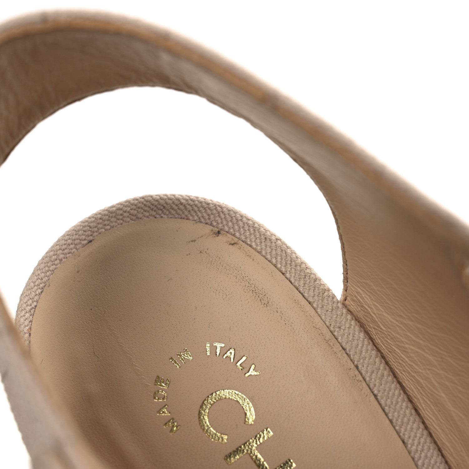 Chanel Canvas Quilted Peep Toe Wedge Sandals 39 Beige 12 of 12