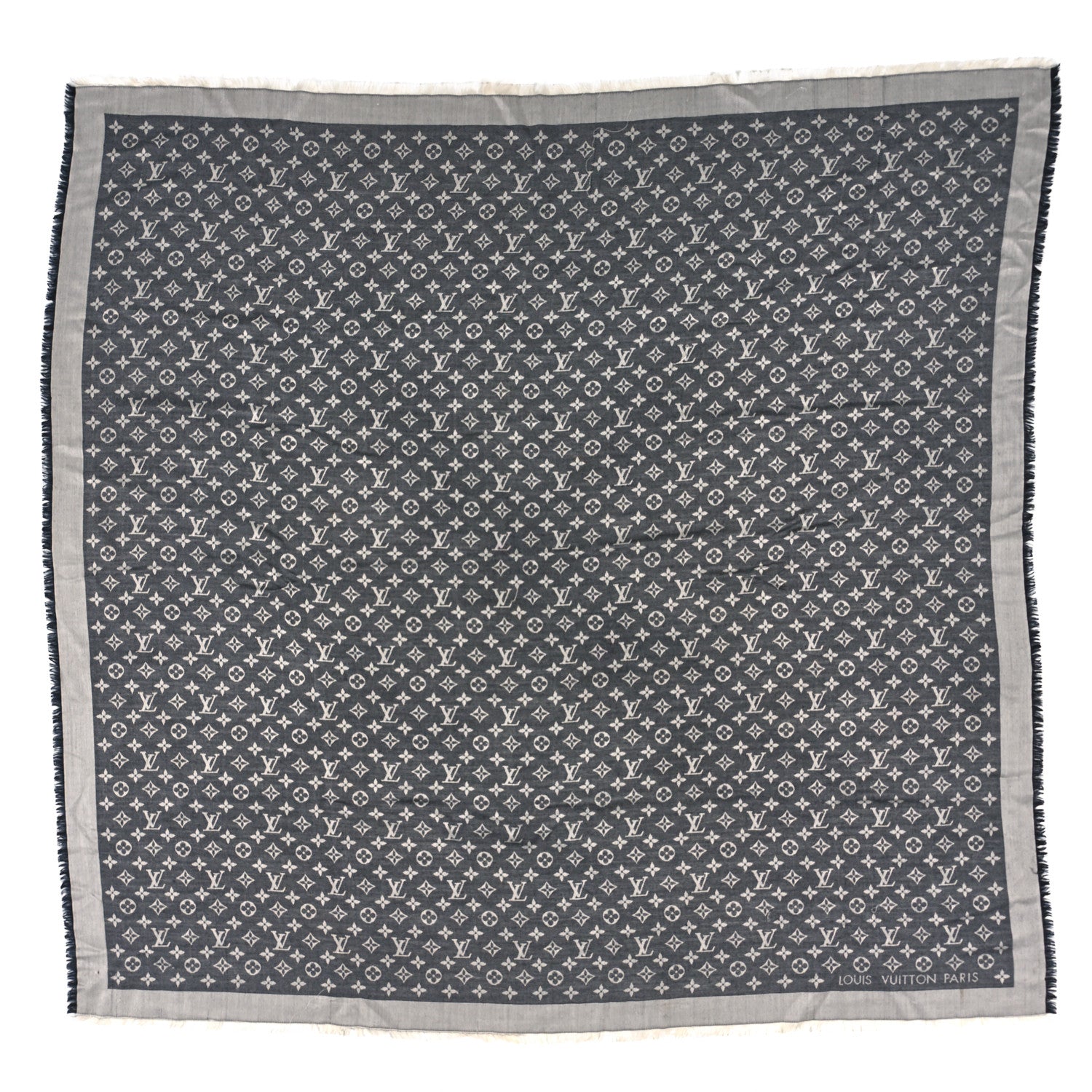 Louis Vuitton Silk Wool Monogram Denim Shawl Black 1 of 4