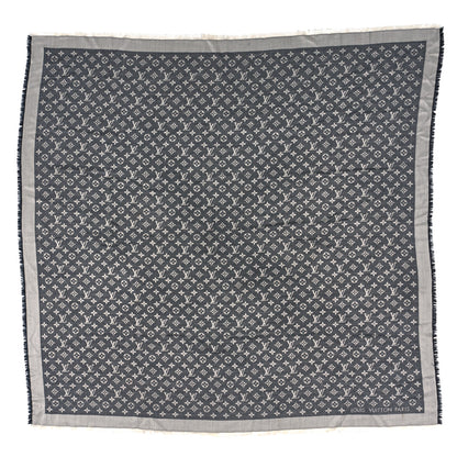 Louis Vuitton Silk Wool Monogram Denim Shawl Black 1 of 4
