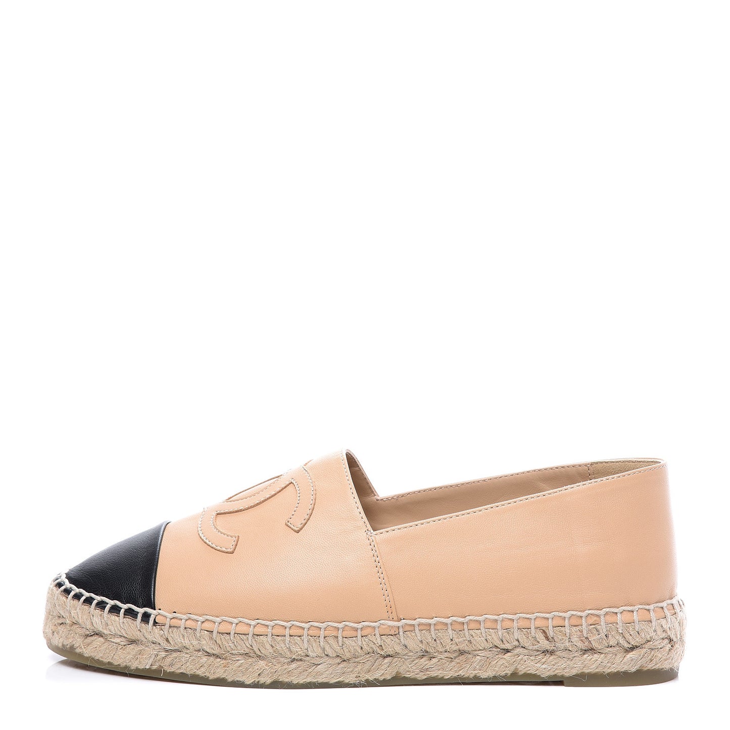 Lambskin CC Espadrilles 38 Beige Black