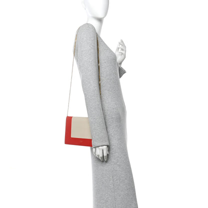 Celine Smooth Lambskin Frame Evening Chain Clutch Scarlet Chalk 2 of 10