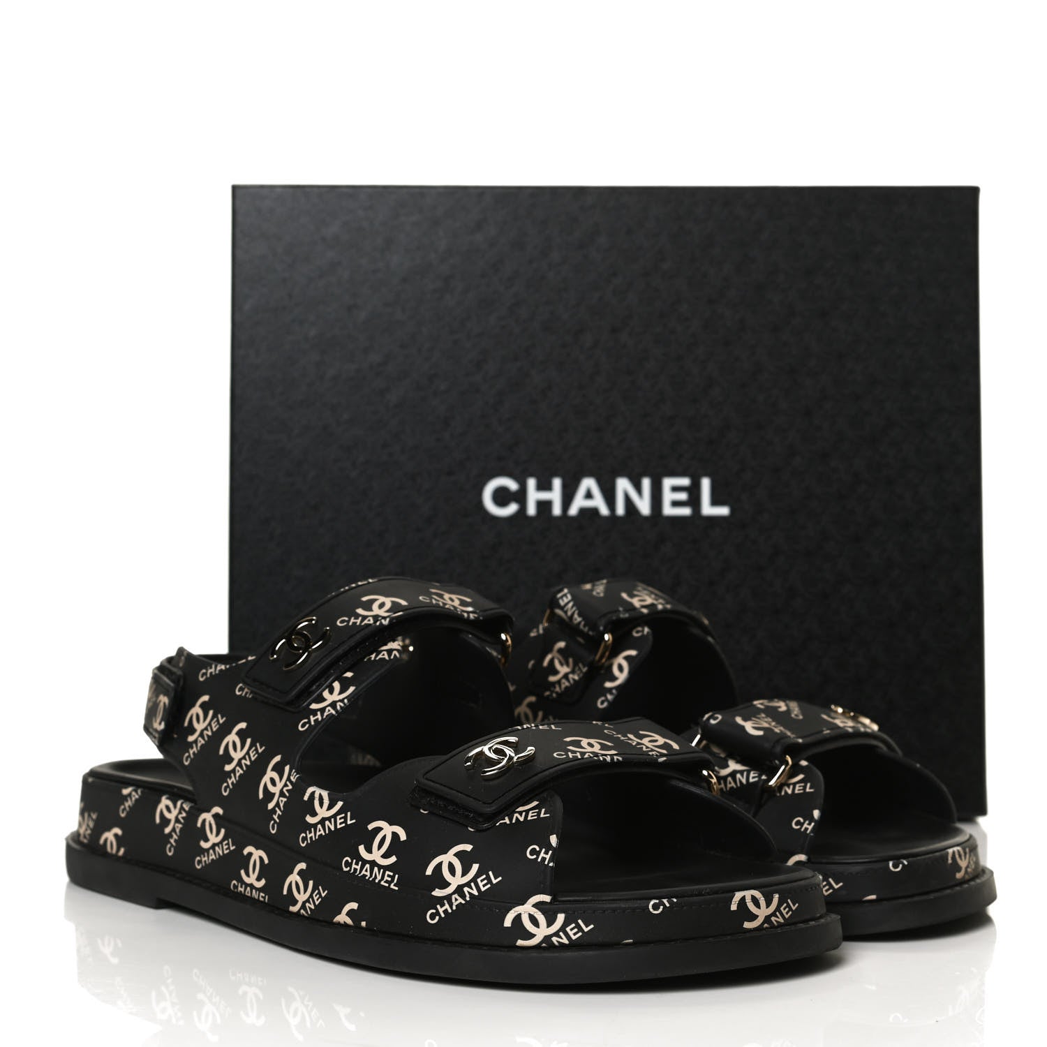 Chanel Rubber CC Dad Sandals 40 Black 13 of 13
