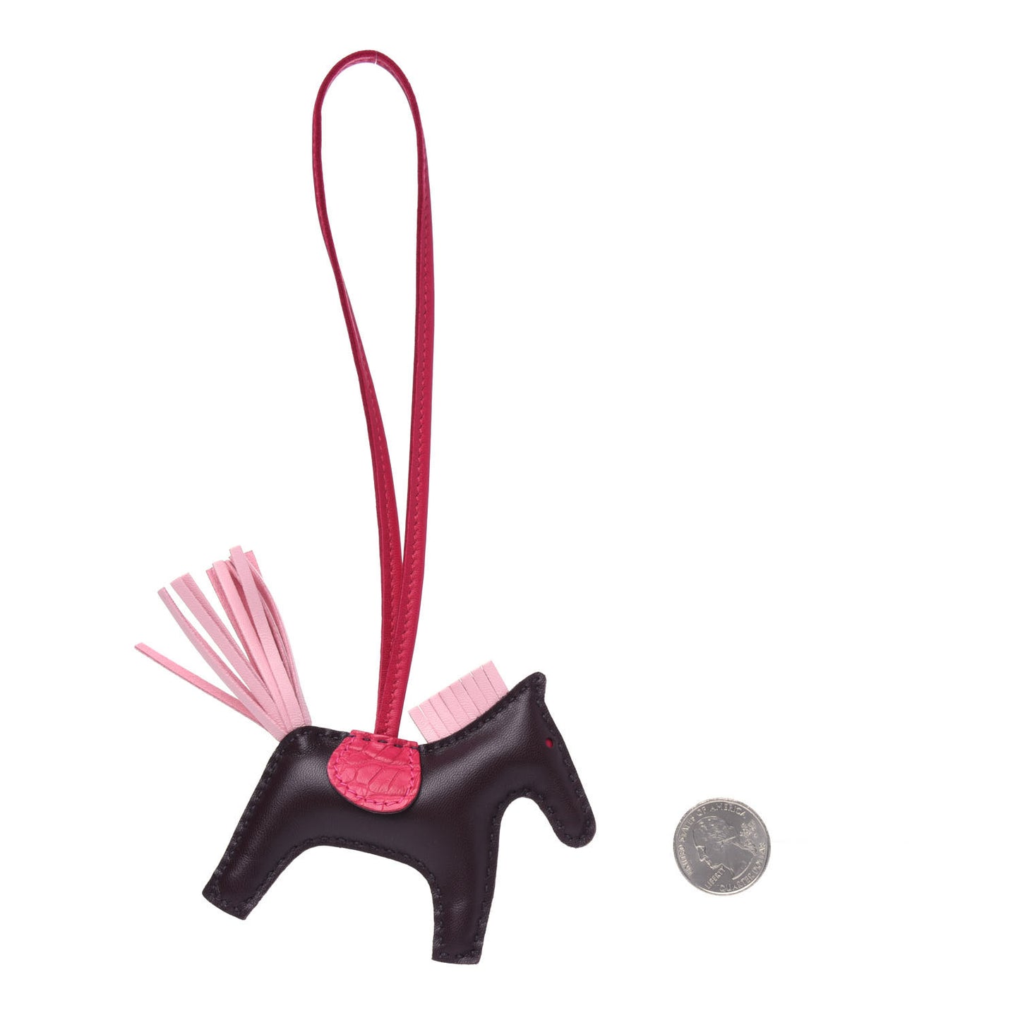 Milo Lambskin Matte Alligator Touch Grigri Rodeo Horse Bag Charm PM Rouge Sellier Framboise Rose Sakura