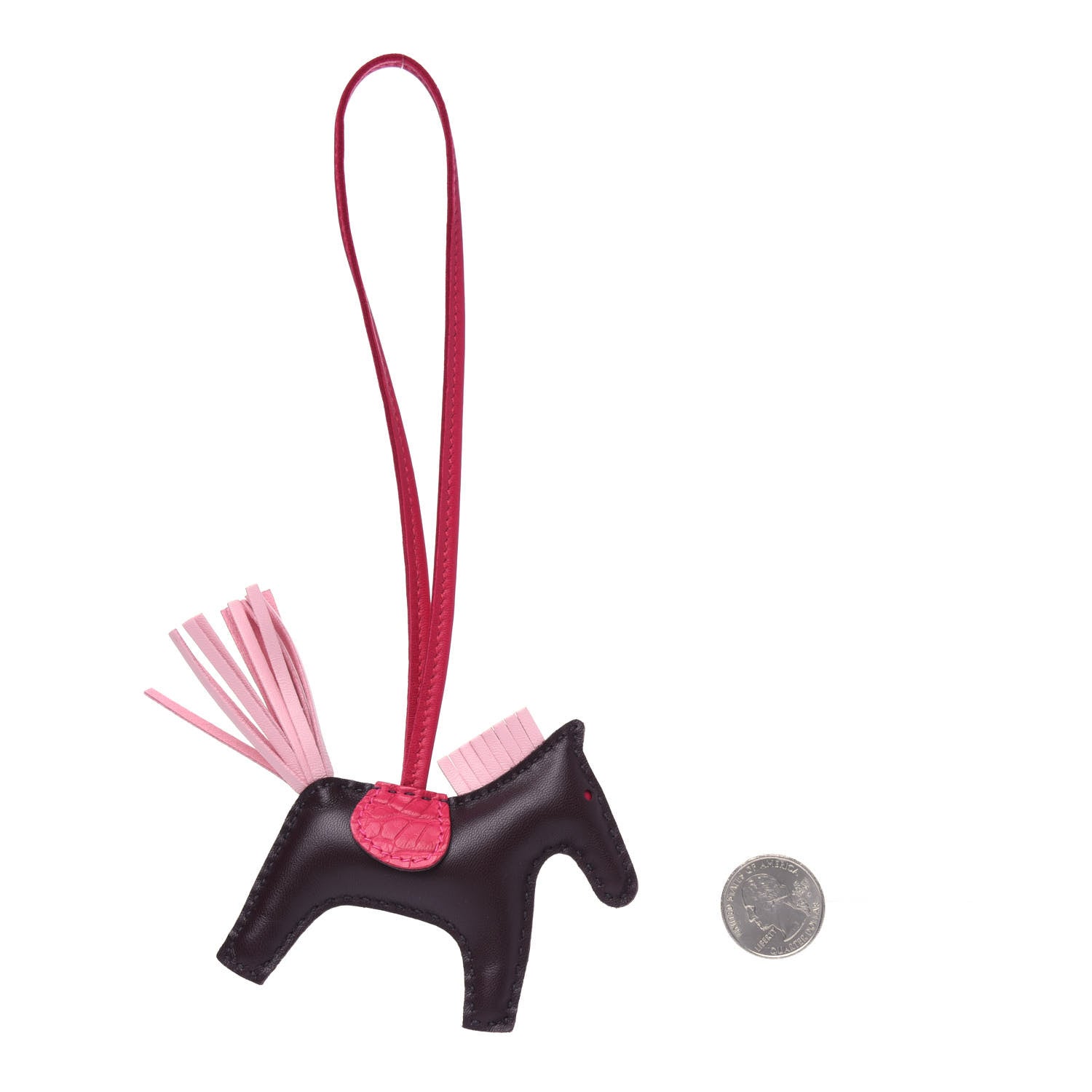 Hermes Milo Lambskin Matte Alligator Touch Grigri Rodeo Horse Bag Charm PM Rouge Sellier Framboise Rose Sakura 2 of 2