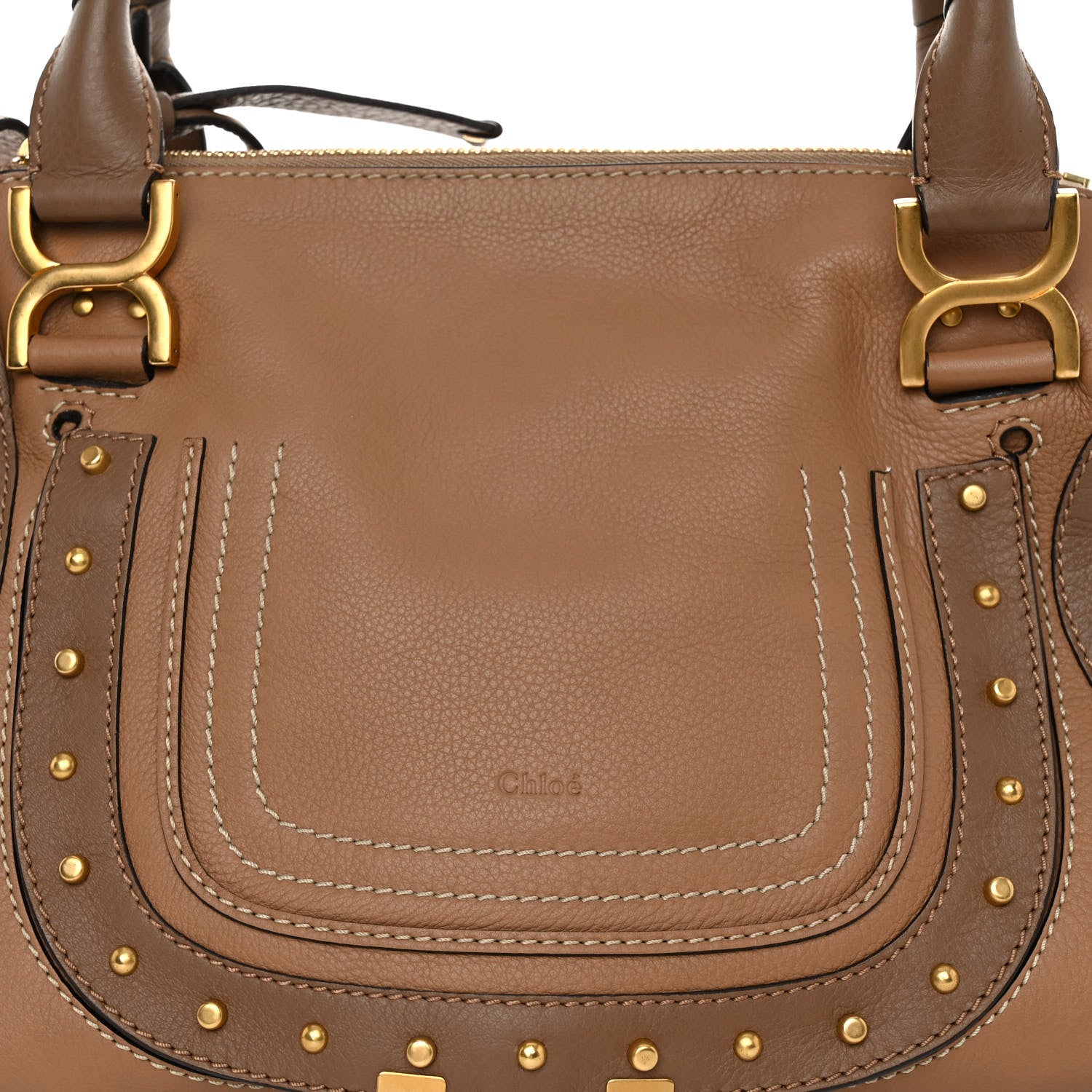 Chloe Calfskin Studded Medium Marcie Satchel Nut 7 of 9