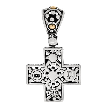 John Hardy Sterling Silver 18K Yellow Gold Dot Cross Pendant Enhancer 3 of 4