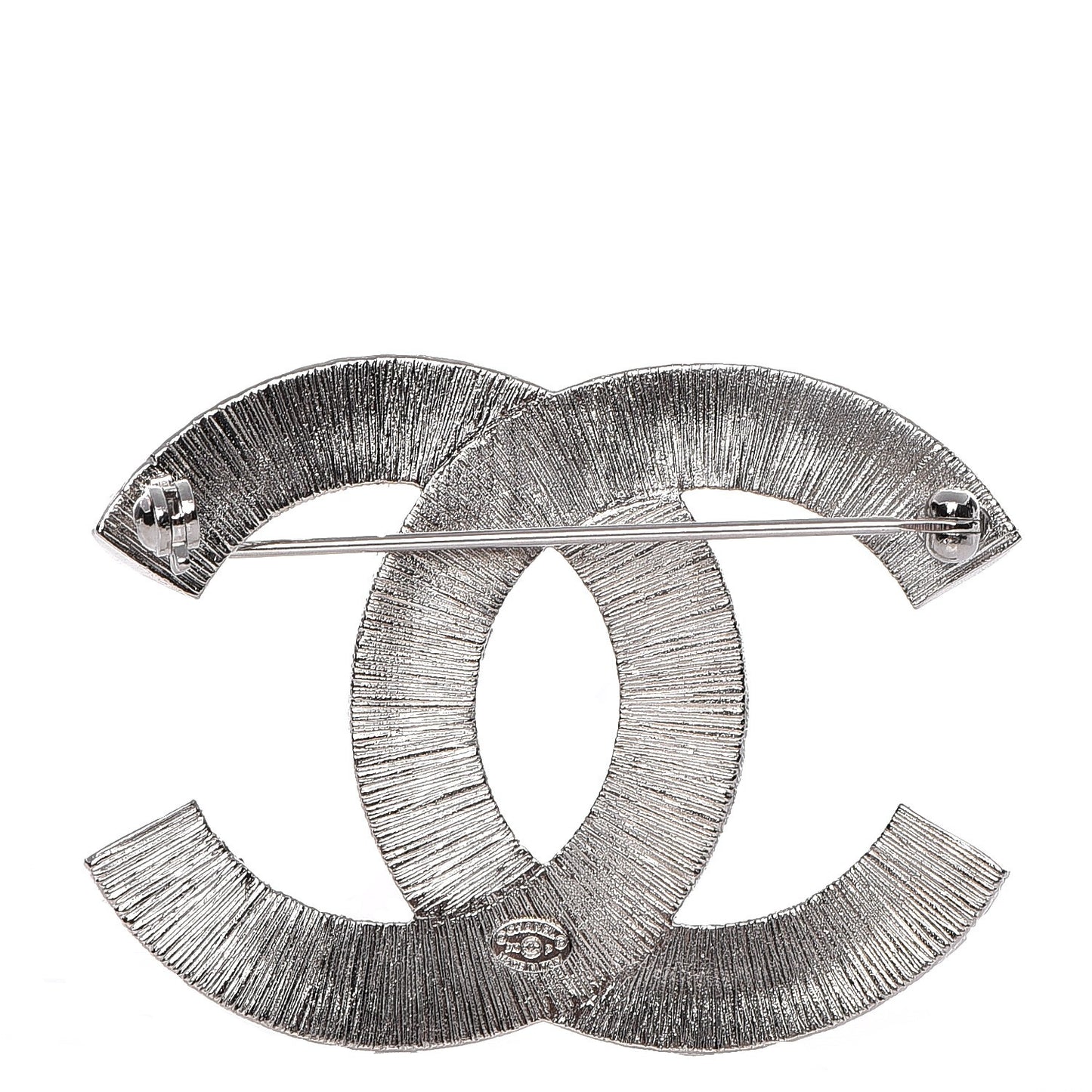 Baguette Crystal CC Brooch Silver