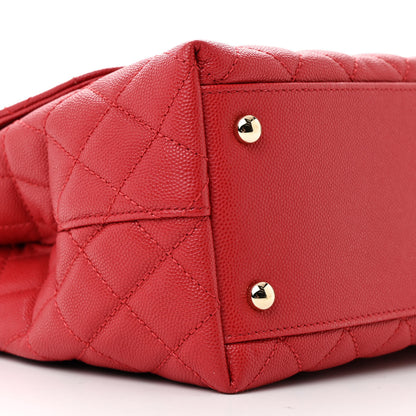 Chanel Caviar Lizard Embossed Quilted Small Coco Handle Flap Red 10 of 14