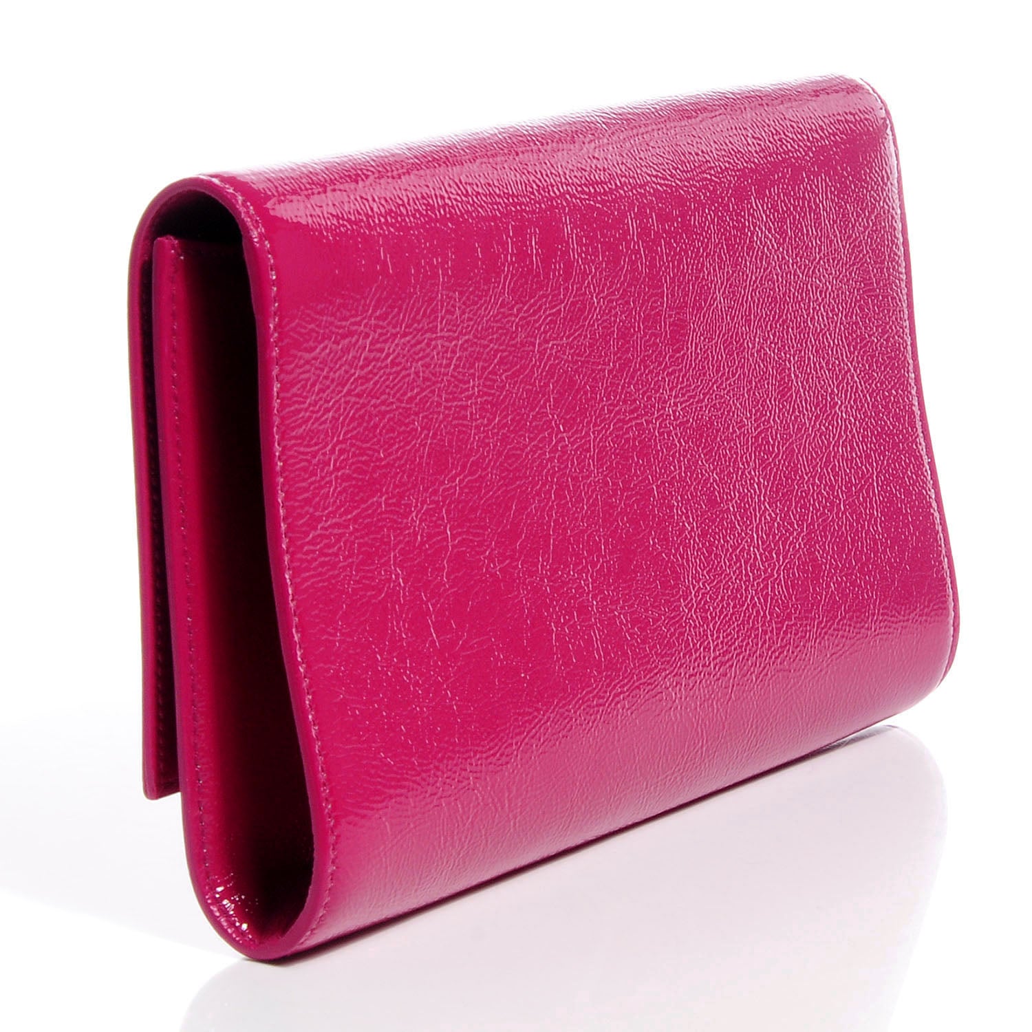 Saint Laurent Textured Patent Monogram Large Belle De Jour Clutch Fuchsia 3 of 7