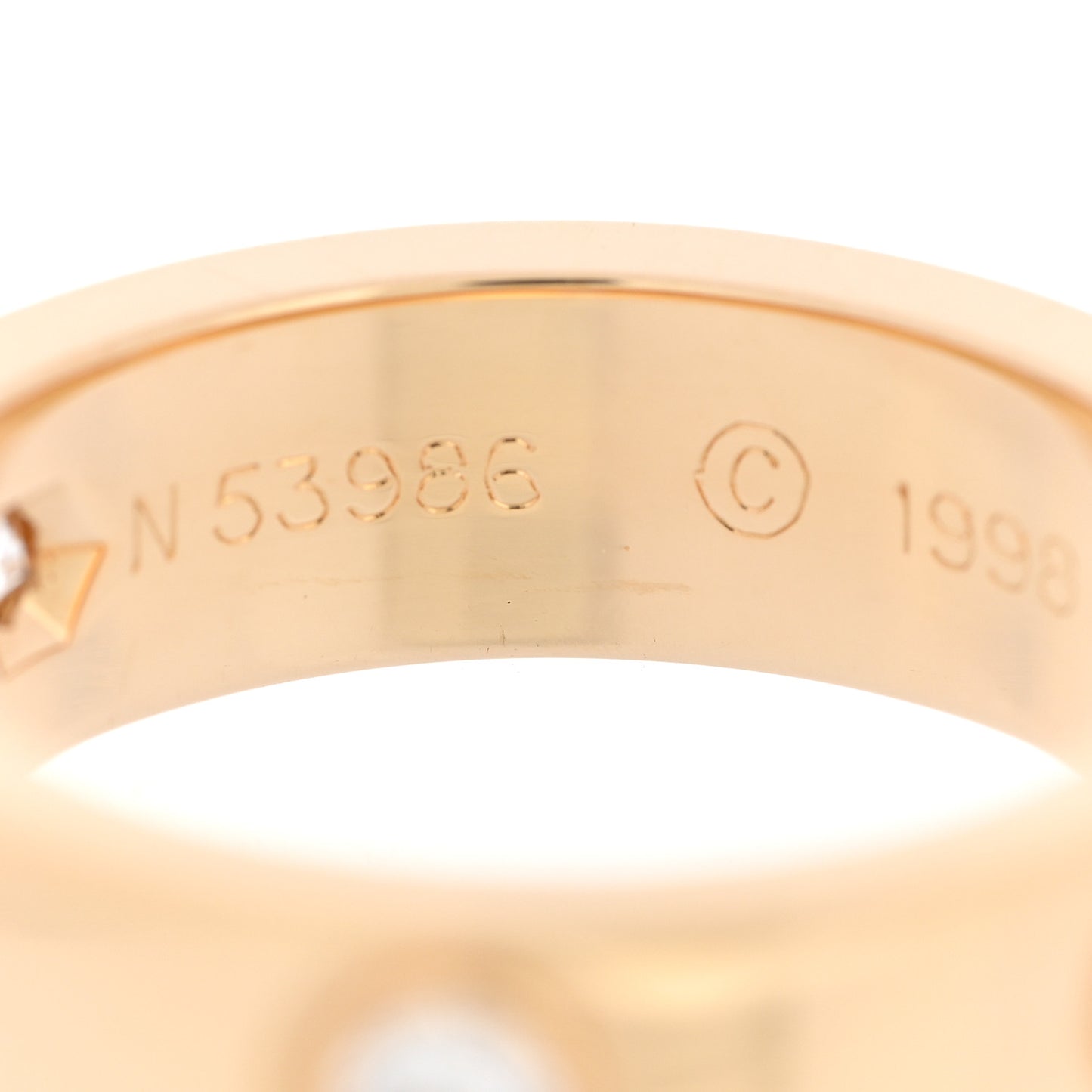 18K Yellow Gold 3 Diamond 5.5mm LOVE Ring 49 5