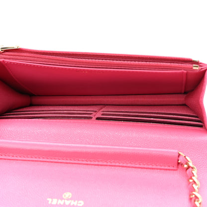 Chanel Caviar Quilted Wallet on Chain WOC Fuchsia 5 of 10