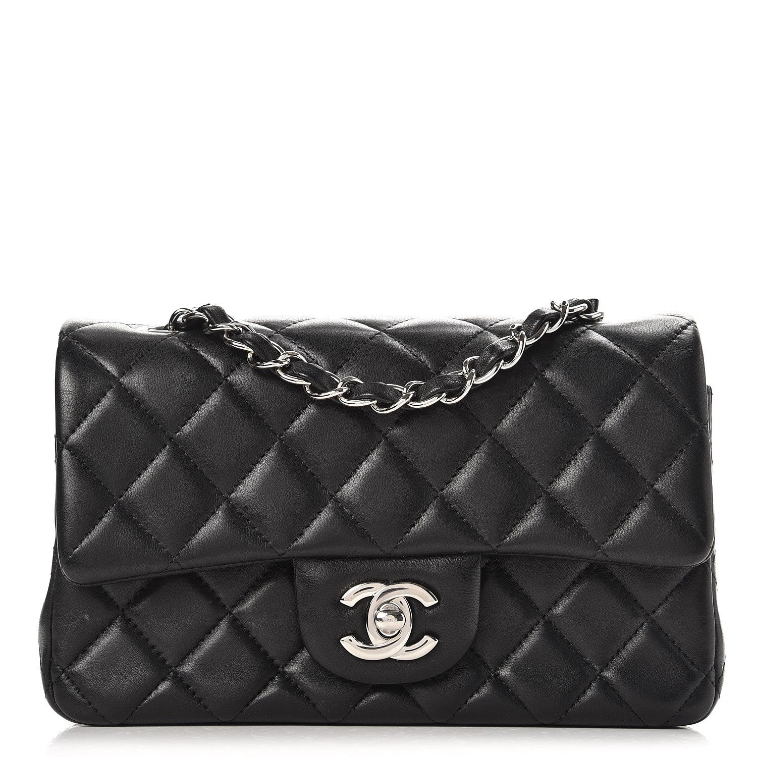Chanel Lambskin Quilted Mini Rectangular Flap Black 1 of 9
