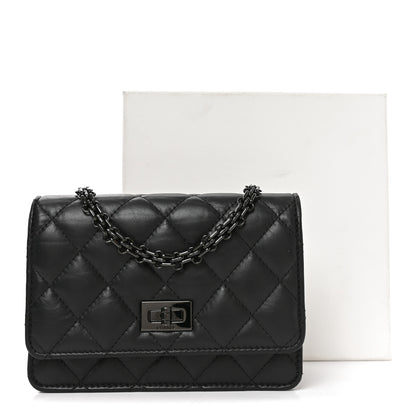 Chanel Aged Calfskin Quilted Mini Reissue Wallet On Chain WOC So Black 12 of 12