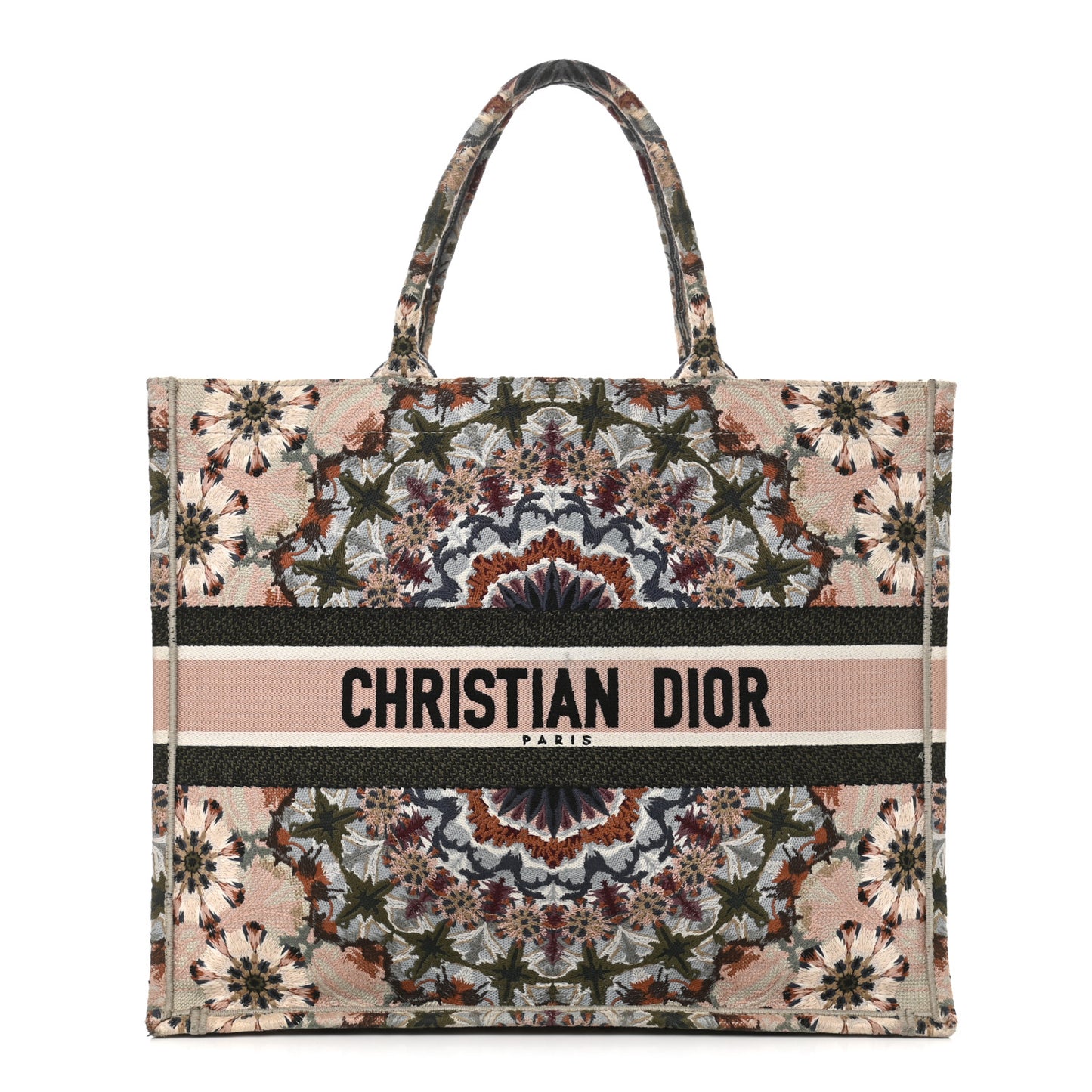 Canvas Embroidered Large KaleiDioroscopic Book Tote Multicolor