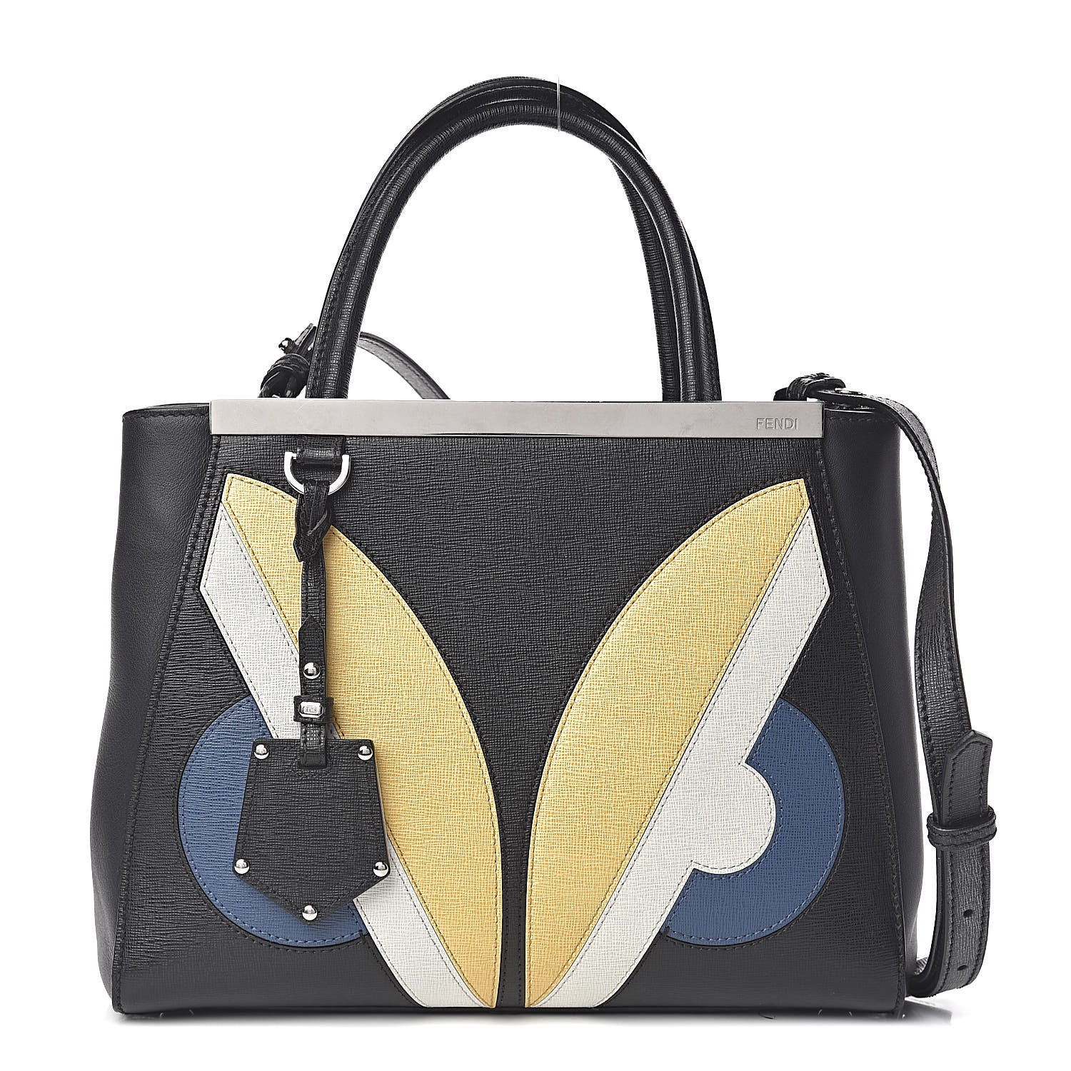 Fendi Saffiano Monster Colorblock Petite 2Jours Tote Black 1 of 10