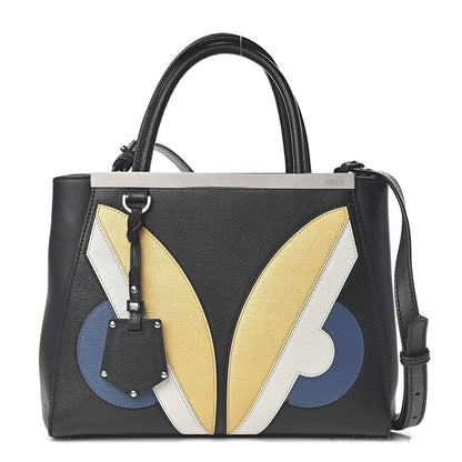 Fendi Saffiano Monster Colorblock Petite 2Jours Tote Black 1 of 10